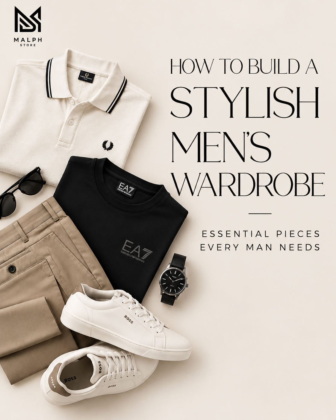 Men's casual outfit featuring a designer T-shirt and trousers