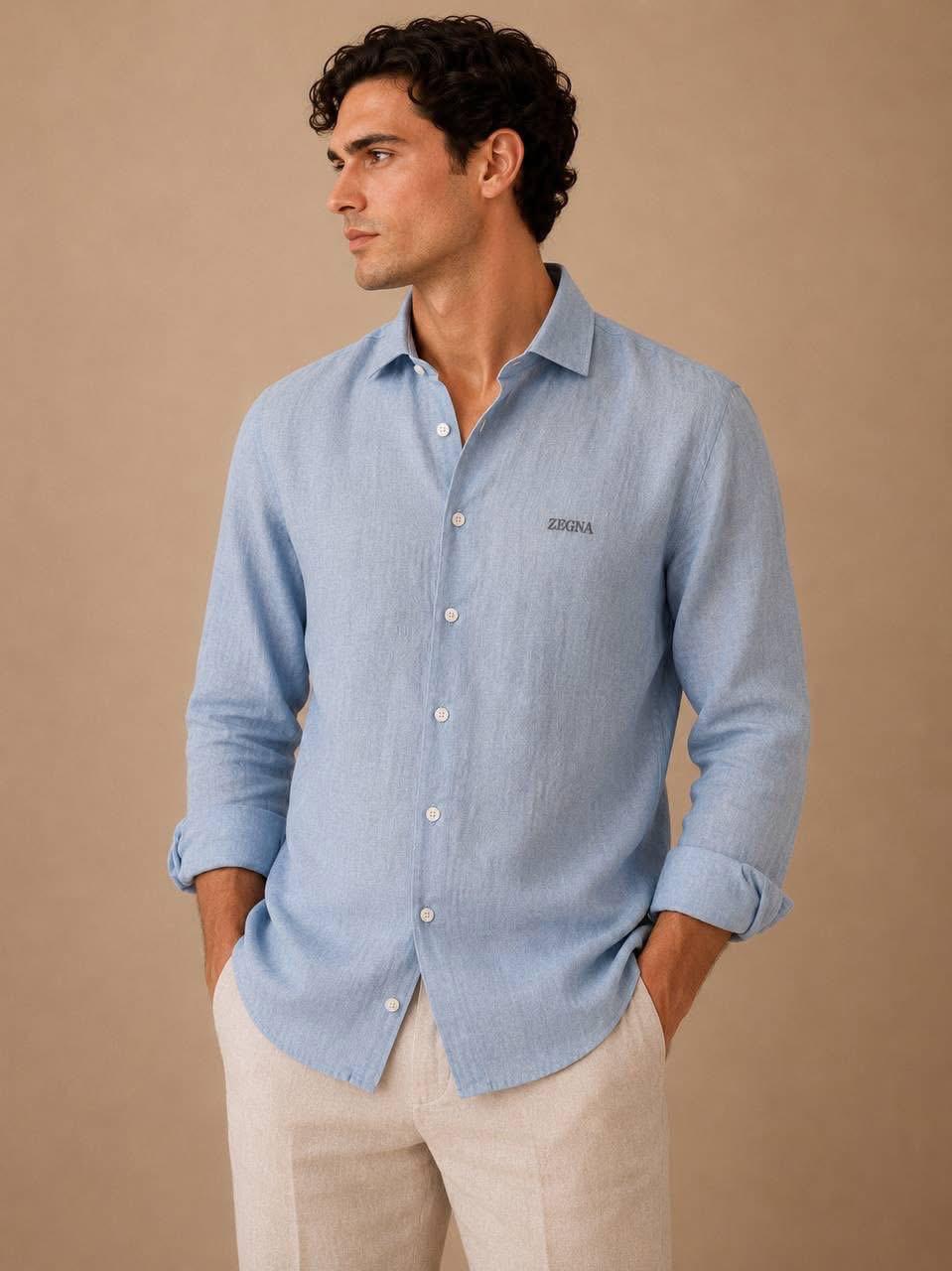 قميص كتان رجالي Zegna