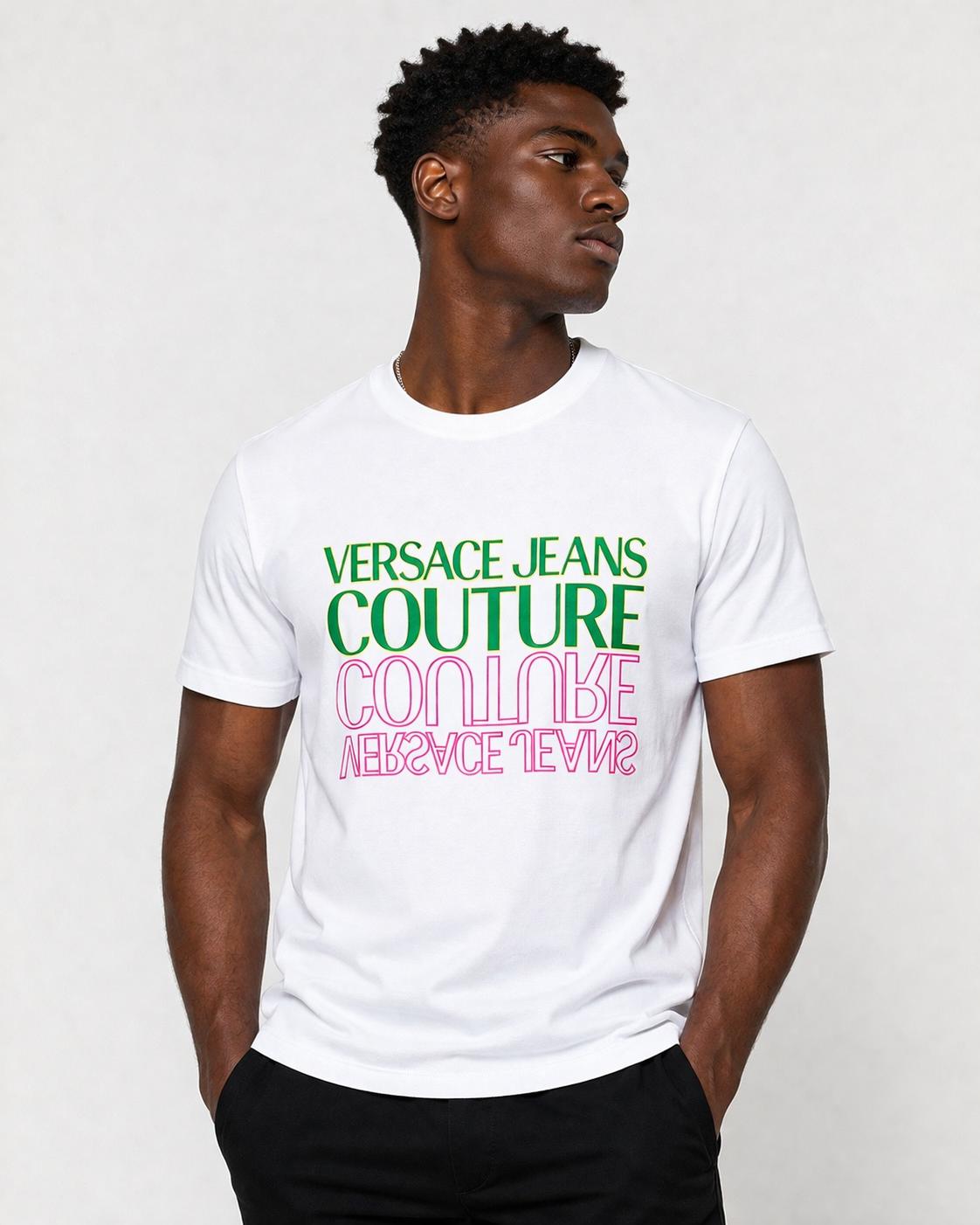تيشرت رجالي فيرساتشي جينز (Versace Jeans) بطبعة شعار
